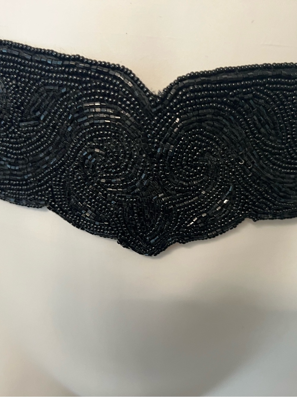Lady Fair Royale Vintage Black Hand Beaded Statement Belt 33” lg Evening Belt